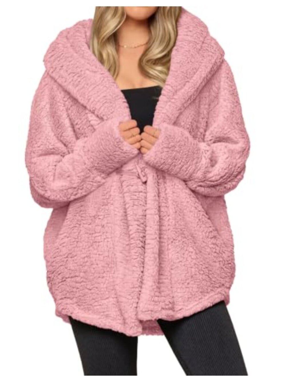 Faux Fur Sherpa Hooded Winter Coat Loose Fit